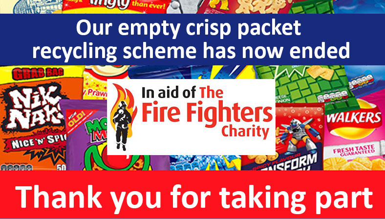 Our empty crisp packet recycling scheme has NOW CLOSED. Our fire stations are no longer able to accept your donations, but if you would like to keep recycling them there is a map showing lots of other organisations that are accepting them here: bit.ly/CrispPacketDro…