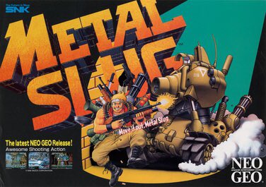  Metal Slug. 1996. Neo GeoUno de los mejores juegos que hizo SNK tanto para arcade como para su consola. Inspirándose en los famosos juegos de corres y disparar, como el famoso Contra, hizo un arcade lleno de humor, con gráficos grandes y desenfadados y muy muy adictivo