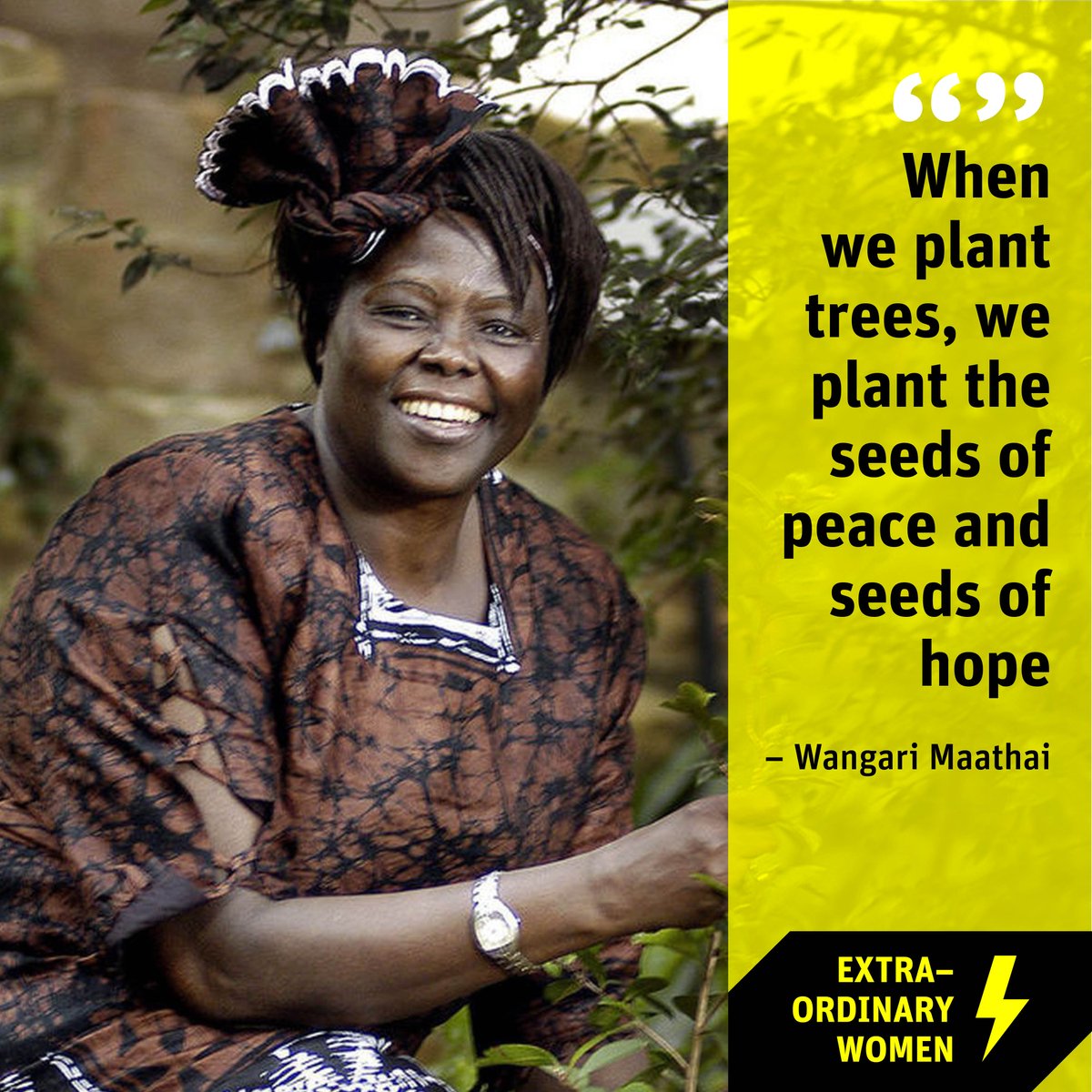 “When we plant trees, we plant the seeds of peace and seeds of hope”
– Wangari Maathai