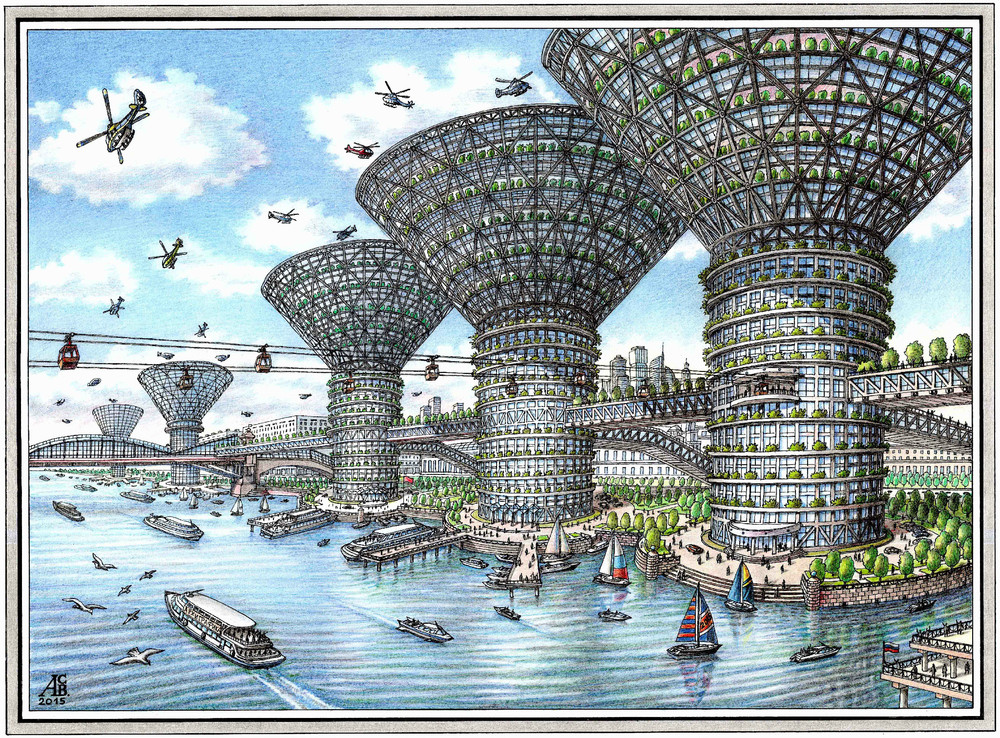 'Berezhkovskaya embankment in 2050' from the series 'Moscow of the Future' by Artur Skizhali-Veys