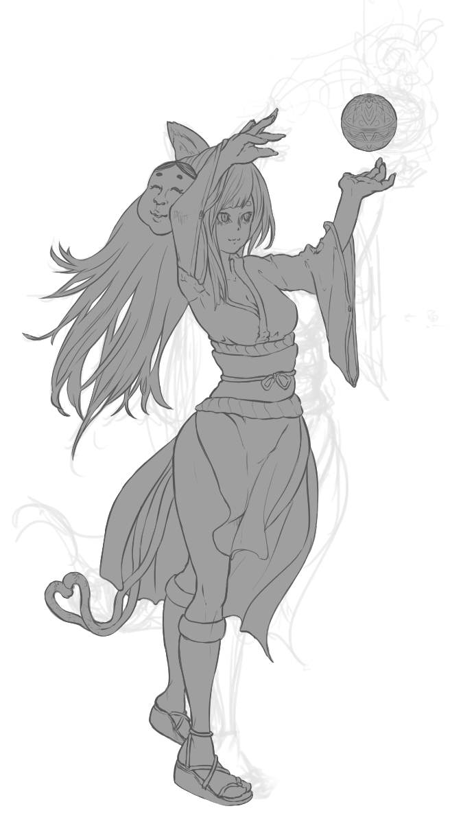 次回作のモンスターは化け猫。
FVは炎のアンクを飛ばすエジプシャンダンサー
SVは手毬の鬼火を操る和服猫です 