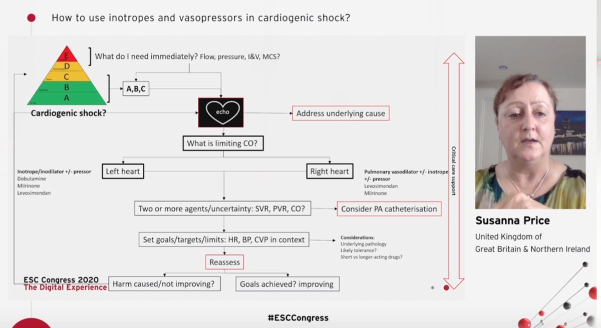 How does  @susannaprice use inotropes and vasopressors? #ESCCongress  @drdargaray  @rafavidalperez  @ALEX_MISCHIE