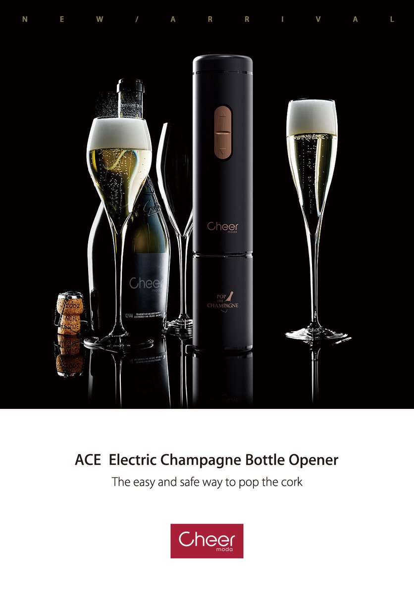 cheer_moda's tweet photo. #Champagne #CheerModa #NEWARRIVAL
ACE could be the world's first ELECTRIC champagne bottle opener as we know. ACE can easily lift the cork by pressing the button and dissolve the high pressure impact with safety structure, making opening champagne easy and safe for wine lovers. https://t.co/3KWDO7qp5n