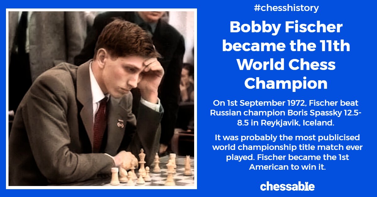 Regeneration Profit Bevæger sig ikke Chessable på Twitter: "On September 1, 1972, Bobby Fischer defeated Russian  champion Boris Spassky to become the first American to win the World Chess  Championship title. For more, check out this course: