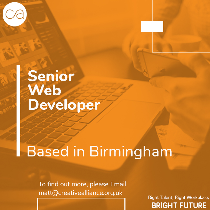 create_alliance's tweet image. We're seeking a #SeniorWebDeveloper who's a 'PHP ninja' for an established agency based in #Birmingham.
A fantastic opportunity, for more information please contact matt@creativealliance.org.uk