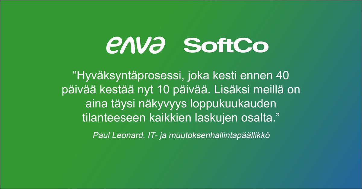 SoftCoSuomi's tweet photo. @envagroup lyhensi ostolaskujen käsittelyaikaansa 30 päivällä SoftCon ratkaisun avulla! Taloushallinnon tiimi voi nyt keskittyä poikkeuskäsittelyyn, ja nauttia lisäksi huomattavista parannuksista P2P-prosessin hallintaan ja näkyvyyteen. #P2P #ostolaskut

https://t.co/eHsPK7gDXv https://t.co/7zb7qVNXgK