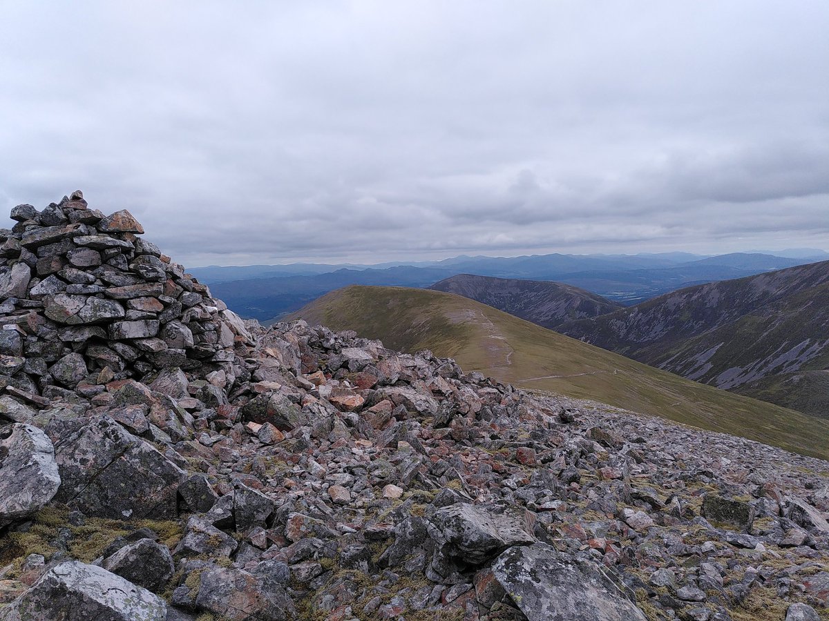 Two more sets of photos incoming. Here's some from the upper reaches of Càrn nan Gabhar, looking back from an initial cairn then on to the trig point, then some photos taken beyond that trig point.