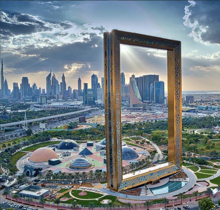 6) Dubai Frame  The worlds largest Frame. It is positioned in such a way that representative landmarks of modern Dubai can be seen on one side, while from the other side, visitors can also view older parts of the city.(Big Groups)
