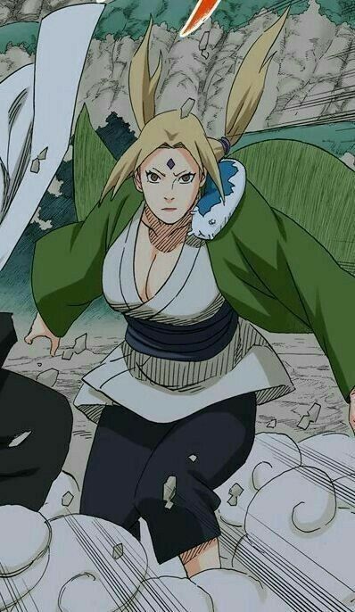 Elle est un ninja médecin. Celle-ci peut invoquer Katsuyu, une limace du foret de Shikkestu. Katsuyu peut se diviser et soigner les gens en utilisant le chakra de Tsunade.