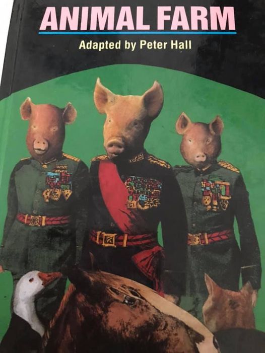 IsabelMcCue's tweet photo. People of the world  taking part in 
“Animal farm” rehearsals 
Today’s lines 
Eat what you like
But the best food to like 
Is nothing 
It’s not on the rations 
Stay tuned  for tomorrow’s lines https://t.co/nyNaeeeehm