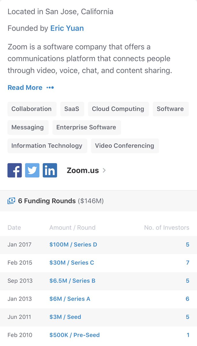 Eric was eventually able to raise money from a great group of investors topped off by a $100 million VC round in January 2017 that valued the company at $1 billion.