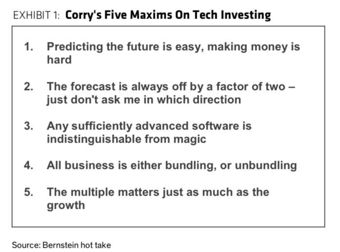 2/ This note was originally my boss Toni's idea, i.e. that I should finally put pencil to paper on all of the various tech / investing thoughts that had been floating around my headThe specific "maxims" are partly jokes, but hopefully with kernels of truth belying them