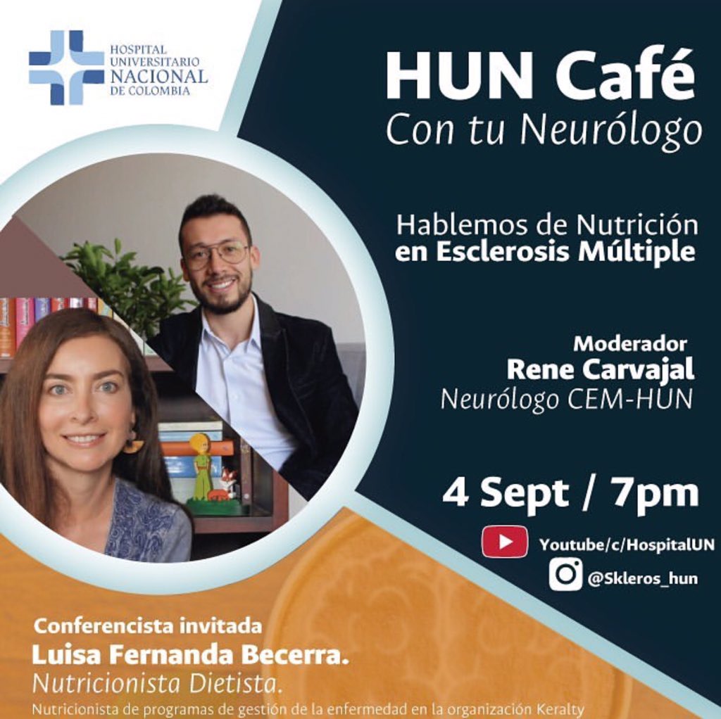 #HUN Café con tu neurólogo.
Los invitamos este Viernes a participar.  
4 septiembre 
7pm