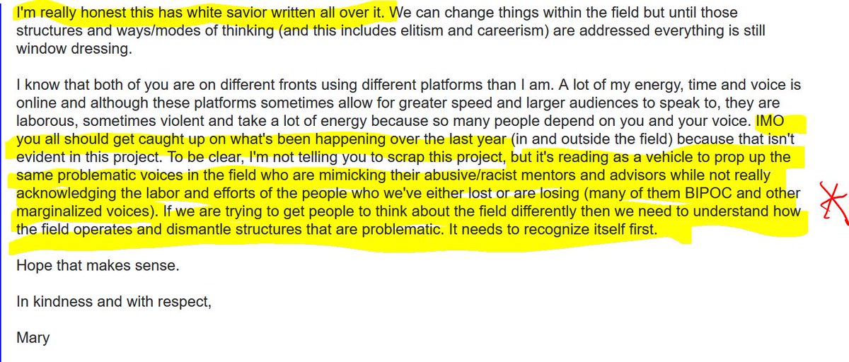 You can stop reading here if you’ve got the gist of things but here’s the receipts below. The first correspondence is posted above. Email convo w/ names redacted of the two wyte women, but this project states on its website that it wants to be transparent. It is not, 23/