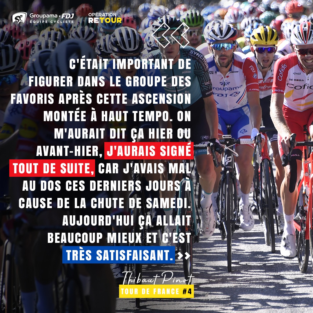 GroupamaFDJ's tweet photo. La réaction du huitième du jour, Thibaut Pinot ⤵️ https://t.co/yWXQzNTaRX