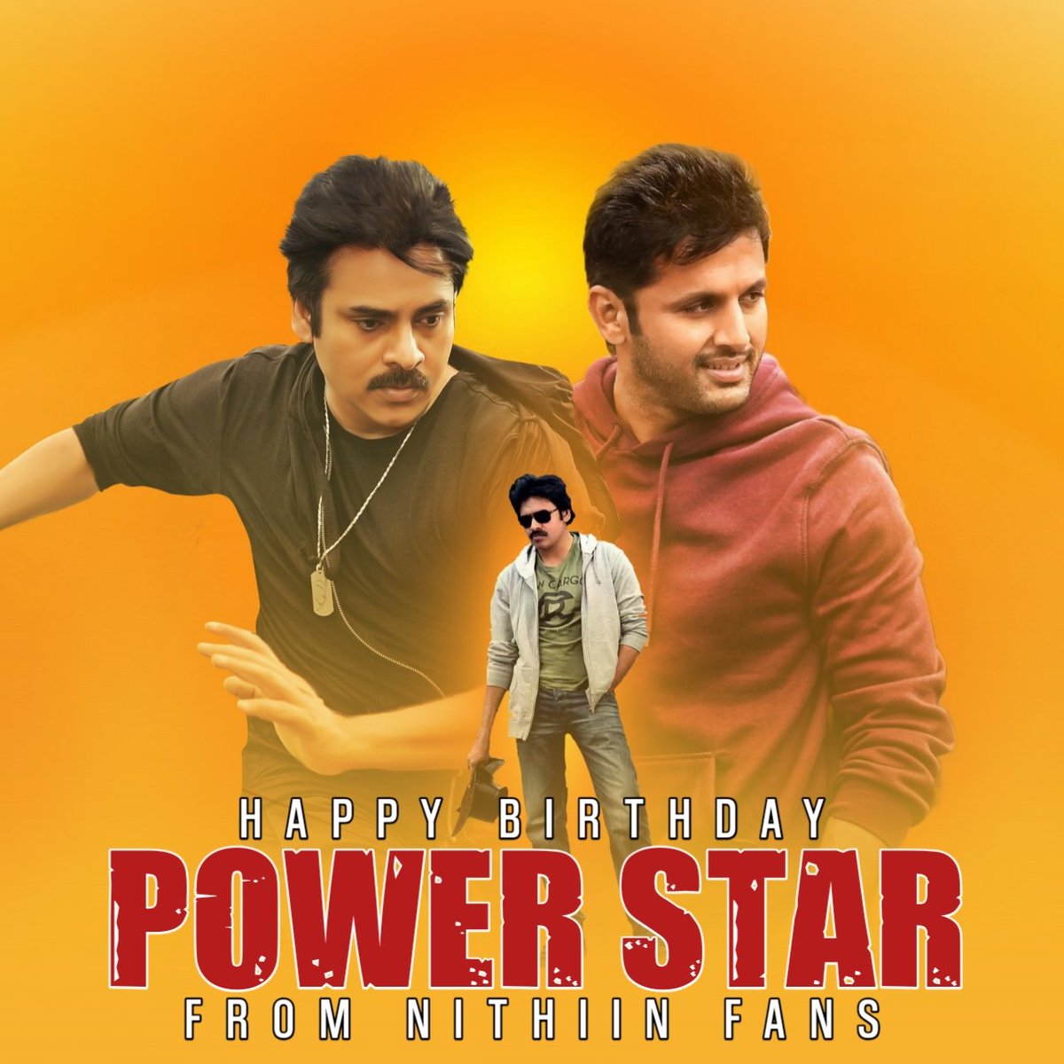 Pspk_follower_'s tweet photo. Wishing 'POWERSTAR' @PawanKalyan garu a very Happy Birthday
on Behalf of all @actor_nithiin Fans

#HBDPawanKalyan https://t.co/R3Fvk3c7Gx