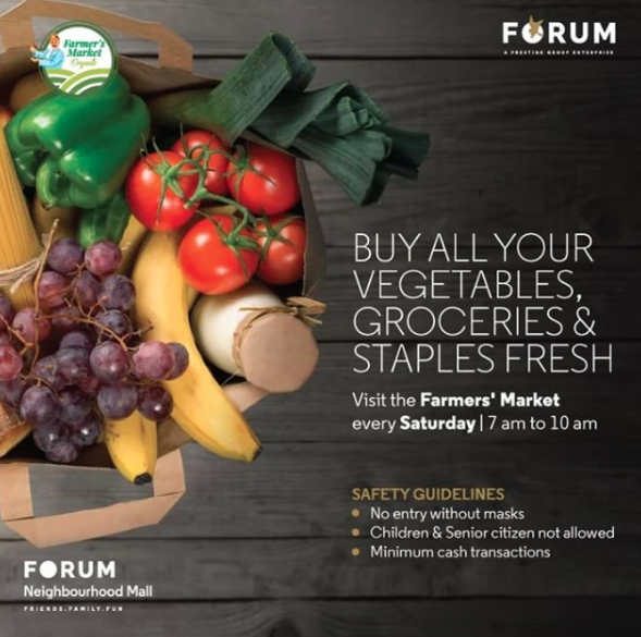 VOfWhitefield's tweet photo. Don't miss the Farmers' Market on every Saturday at your Forum Neighbourhood Mall (7 am to 10 am)

#StaySafe 

@ForumWhitefield https://t.co/2CsAeRiBdB