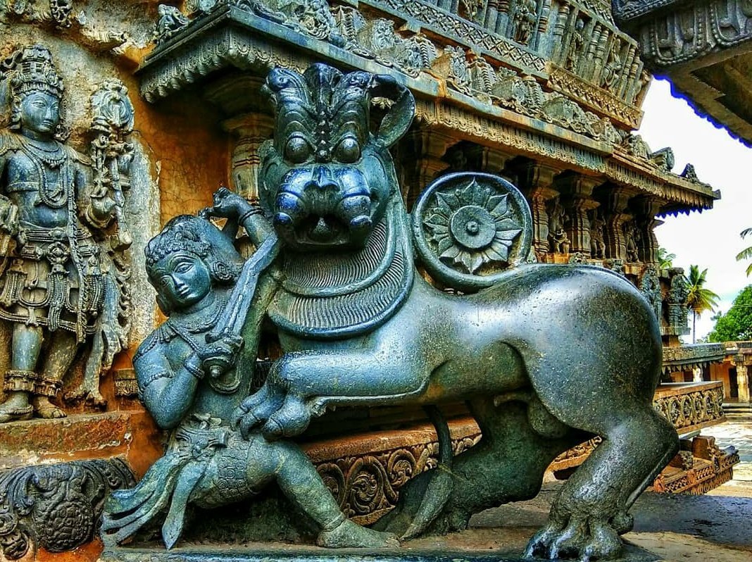 Name of the Hoysala empire comes from Kannada folklore that tells the story of a young man called Sala who fights and kills a lion to save his Master Sudatta.“Hoy, Sala” in Kannada language means “Strike Sala” which became the name of the dynasty he founded.