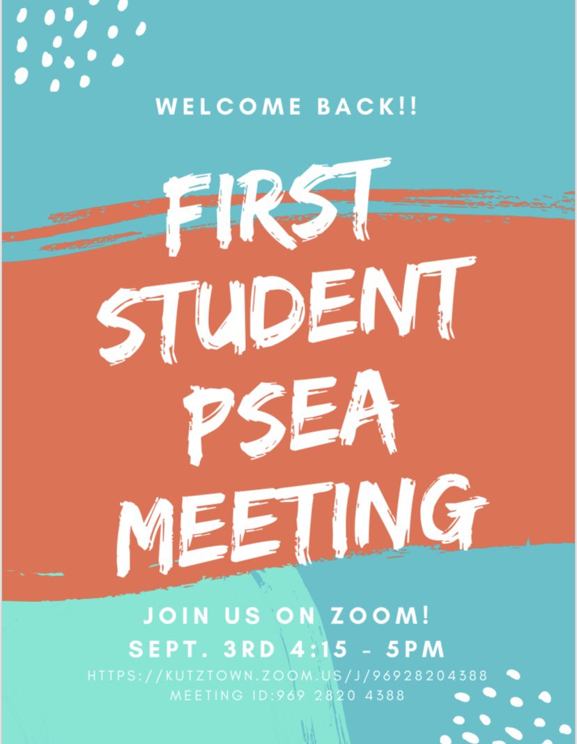 kuspsea's tweet image. Join us this Thursday on zoom! 4:15-5
kutztown.zoom.us/j/96928204388
Meeting ID: 969 2820 4388