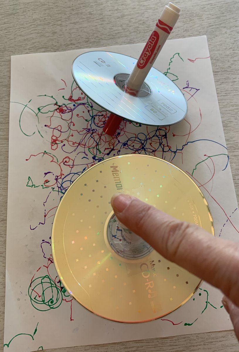 van_elin's tweet photo. Making spinning tops out markers and CDs. Fun STEAM activity for little ones! #exploringspinning https://t.co/8mdNzzK0IB