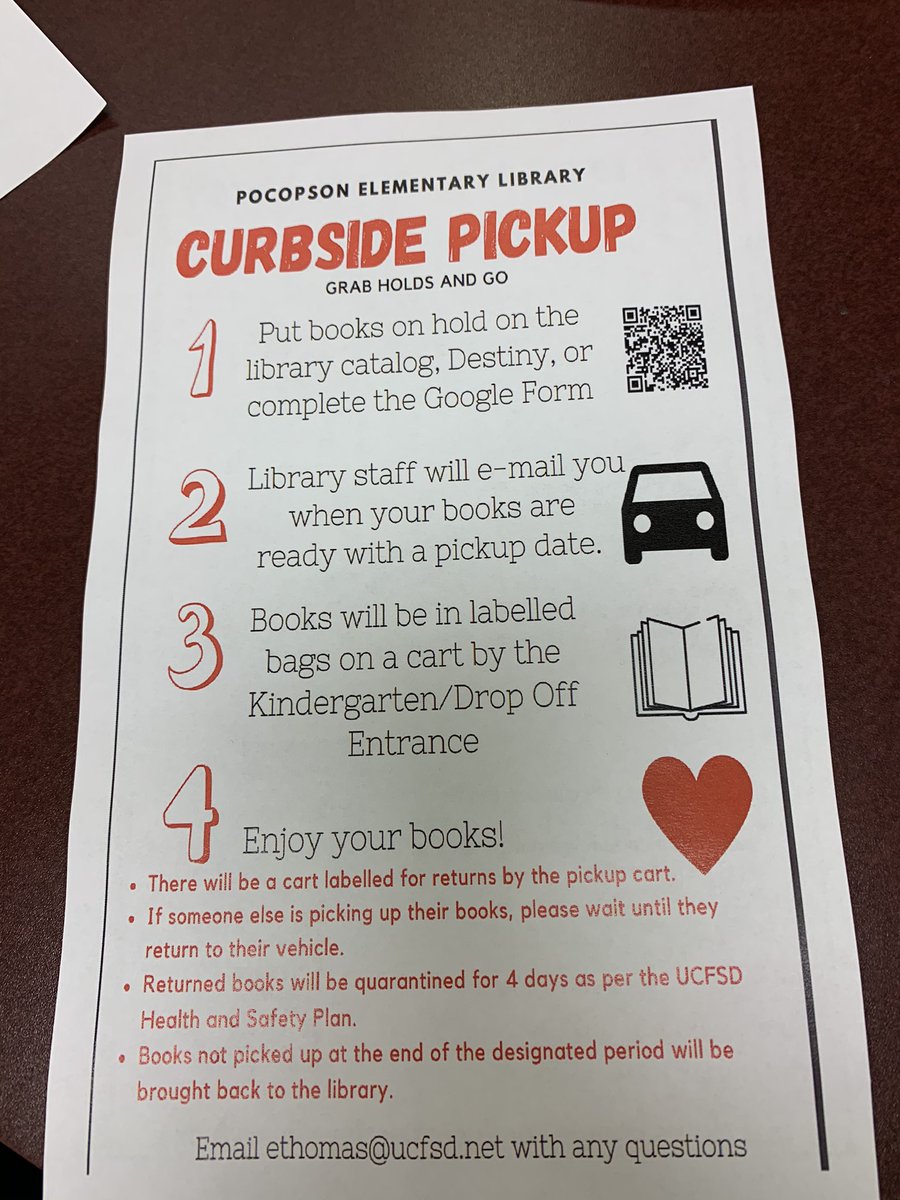 Pocopsonlib's tweet photo. Pretty Soon, boys and girls! UCFSD libraries will be coming to you #curbside! We can’t wait! @RaffertyLaboure @MrsH_HESLibrary @UES_Library @ChaddsFordUCFSD https://t.co/cfBMioByDY