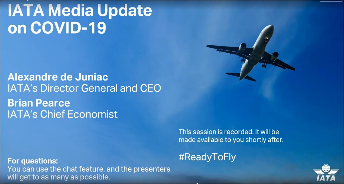 An  @IATA briefing this morning, including an update on July traffic stats.  #COVID19  #AvGeek  #PaxEx