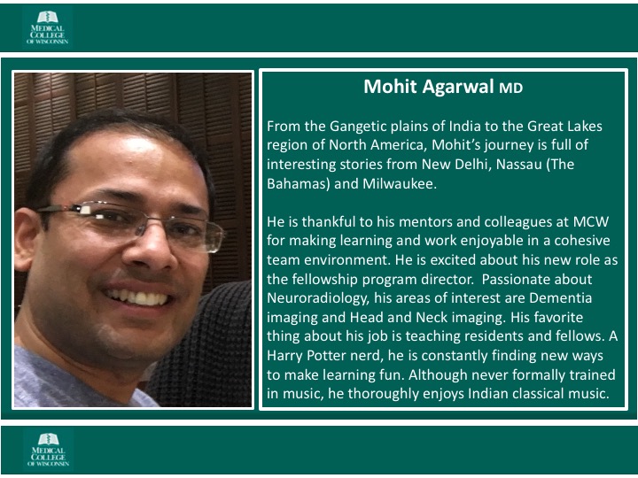 MCWNeurorad's tweet photo. #TeacherTuesday Today we feature our Fellowship Program Director @MohitAgNeurorad. 

Passionate about #Neurorad #education, #teaching is the most fulfilling part of his work. 

His interests outside the reading room are varied ranging from #HarryPotter to #Ghalib to #Dhrupad https://t.co/V8rdmKFraQ