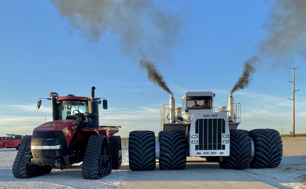 Smoke’em if you got’em. #bigbud747 vs. <a href="/Case_IH/">Case_IH</a> Quadtrac... 💪🏻  <a href="/GoodyearFarm/">Titan & Goodyear Farm Tires</a> #LSWTires #supersize #oldschool #beastmode