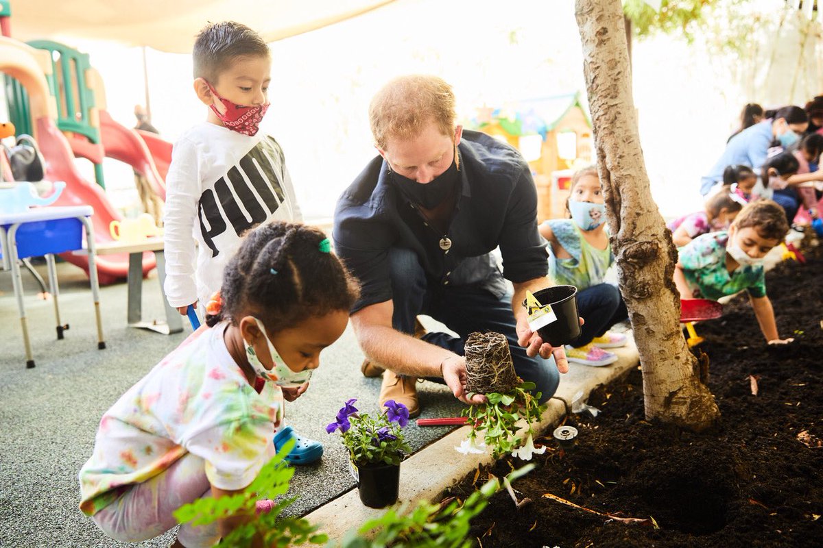 "Everyone got their hands dirty digging holes for the new pants and seeds and making sure they were secure with enough soil," says a source. "The kids especially were excited to water the new garden with elephant shaped watering cans."