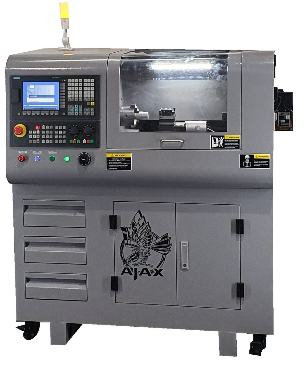AjaxIntl's tweet photo. CHECK OUT OUR BRAND NEW ATOM RANGE OF CNC LATHES. They are designed &amp; aimed at the MINI Lathe market &amp; are small enough to fit through a single door on its own wheels &amp; plug into a 3 pin plug socket! CALL US ON 01590676000 FOR MORE INFOMATION https://t.co/1OXLa1Yuhp