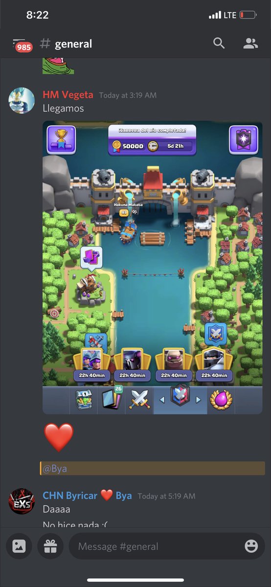 We reached the end of the river... este es un trabajo en equipo divertido, ahora les vamos a ir dar galletasos a los barquitos de los oponentes y no serán Oreo .... Brace Yourself!! #ClashRoyale #HakunaOP