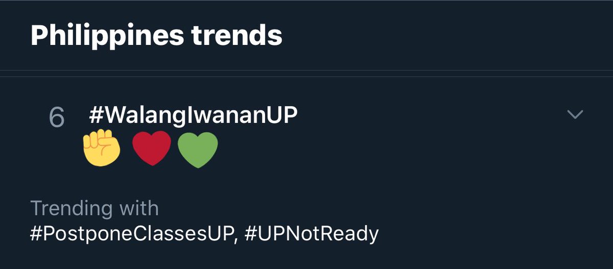 uposr's tweet image. WE ARE TRENDING NATIONWIDE 👏🏻

Iskolar ng Bayan, ngayon ay lumalaban! #PostponeClassesUP #WalangIwananUP