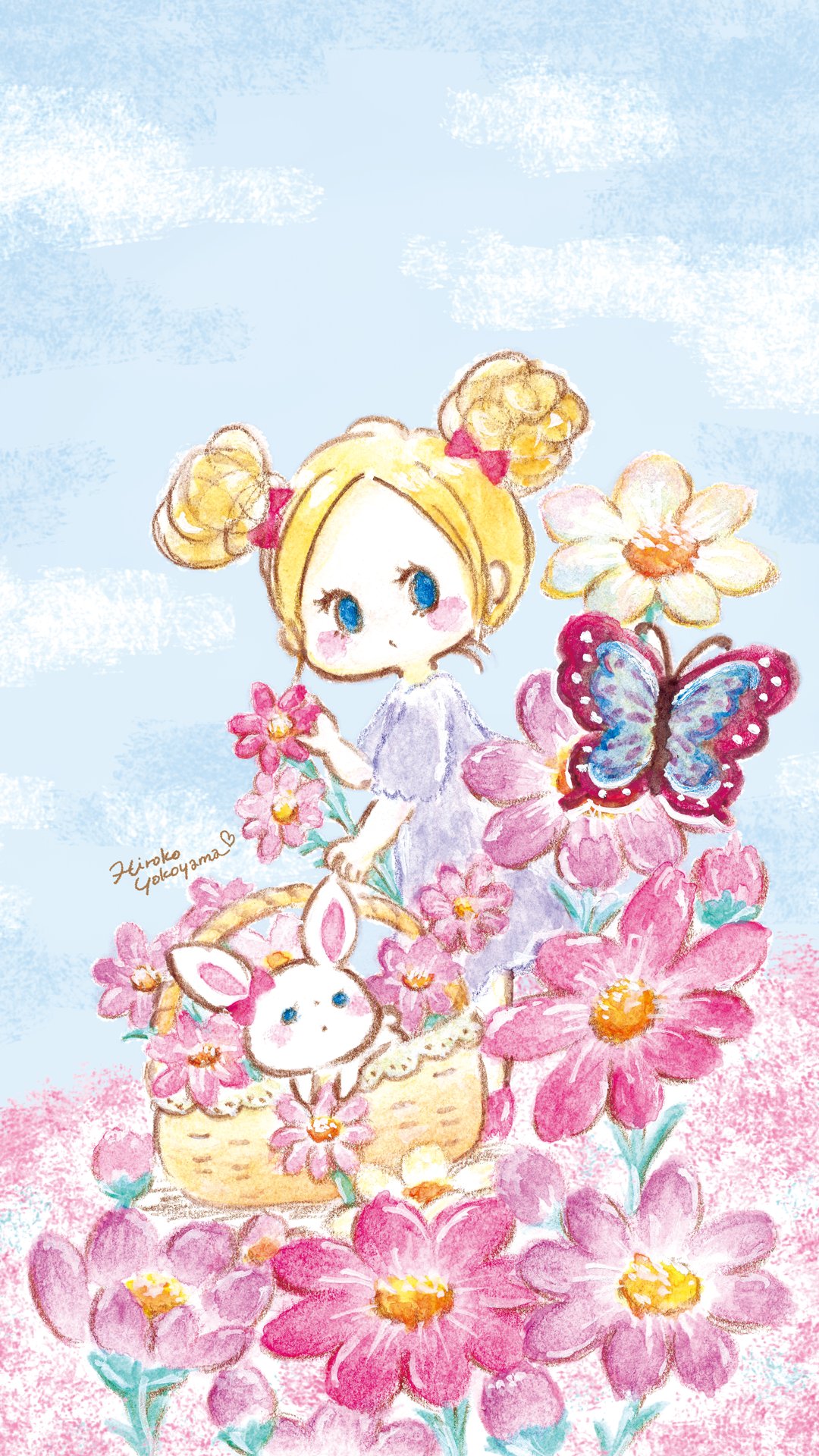 よこやまひろこ 今月のスマホ用壁紙 9 16 ができました イラストのみと 9月のカレンダー入り 位置違いで2種 があります 個人使用の範囲内でお願いします コスモス カレンダー ロック画面 無料配布 水彩イラスト イラスト Illustration
