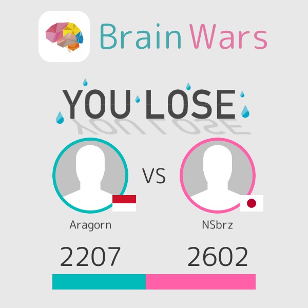 I challenged NSbrz and lost;( Challenge players from around the world! #BrainWars brainwarsapp.com