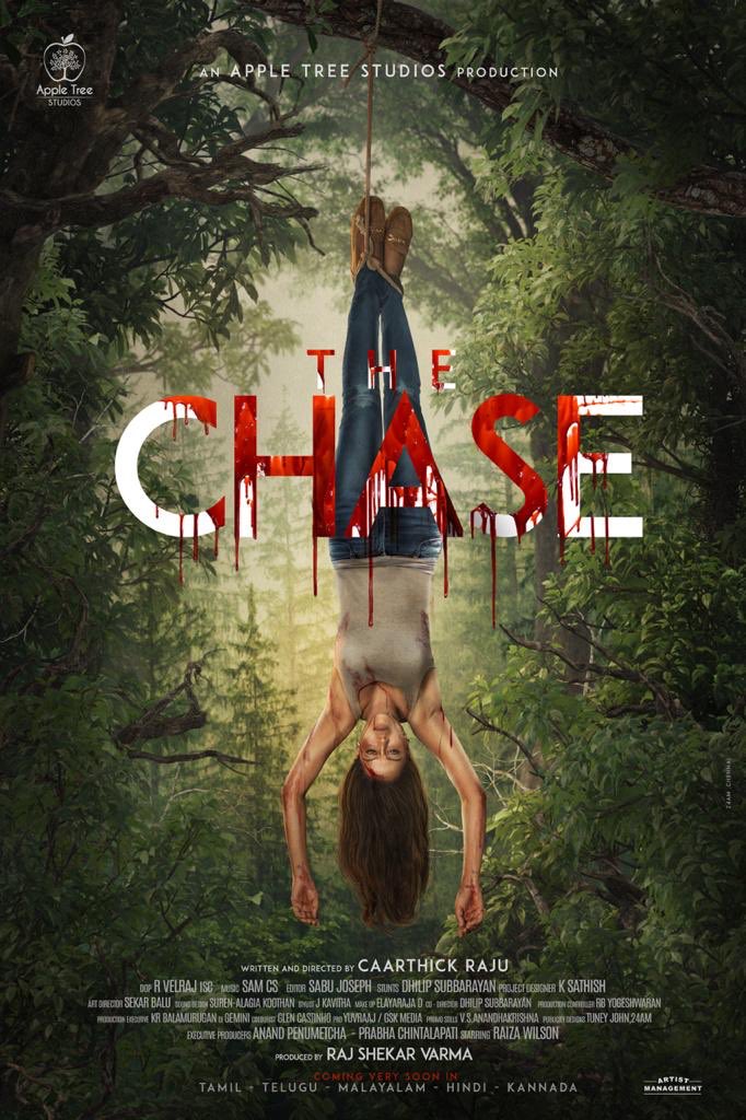 First Look of #TheChase 💥🏃‍♀️ Starring🌟 @raizawilson @anasuyakhasba @harishuthaman @Satyamrajesh2 @Madhunandanacto Directed By @caarthickraju Teaser Soon!🔥 @VelrajR @SamCSMusic @dhilipaction @editorsabu @sathishoffl @tuneyjohn @GskMedia_PR #AppleTreeStudios #RajShekarVarma