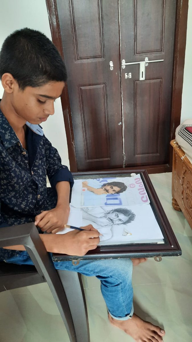 JSPSriram's tweet photo. Art done by Srujan (10th Class student) from khammam.

#HBDPawanKalyan https://t.co/iEHVBJNaIL