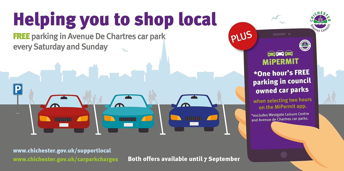 Need to stay longer in town? Get your third hour of parking free when staying for two hours using MiPermit in most of our car parks until 7 September. With MiPermit you can also extend your parking time without going back to your car. orlo.uk/clEn8