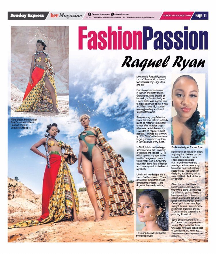 Got featured in the last Sunday’s Trinidad express HER magazine!!!! With a humble heart and a focused mind, Jehovah God and working in silence......Feeling of elation still runs through my body #fashion #designer #TrinidadAndTobago #local #HER #fashionfeature #trinidadexpress