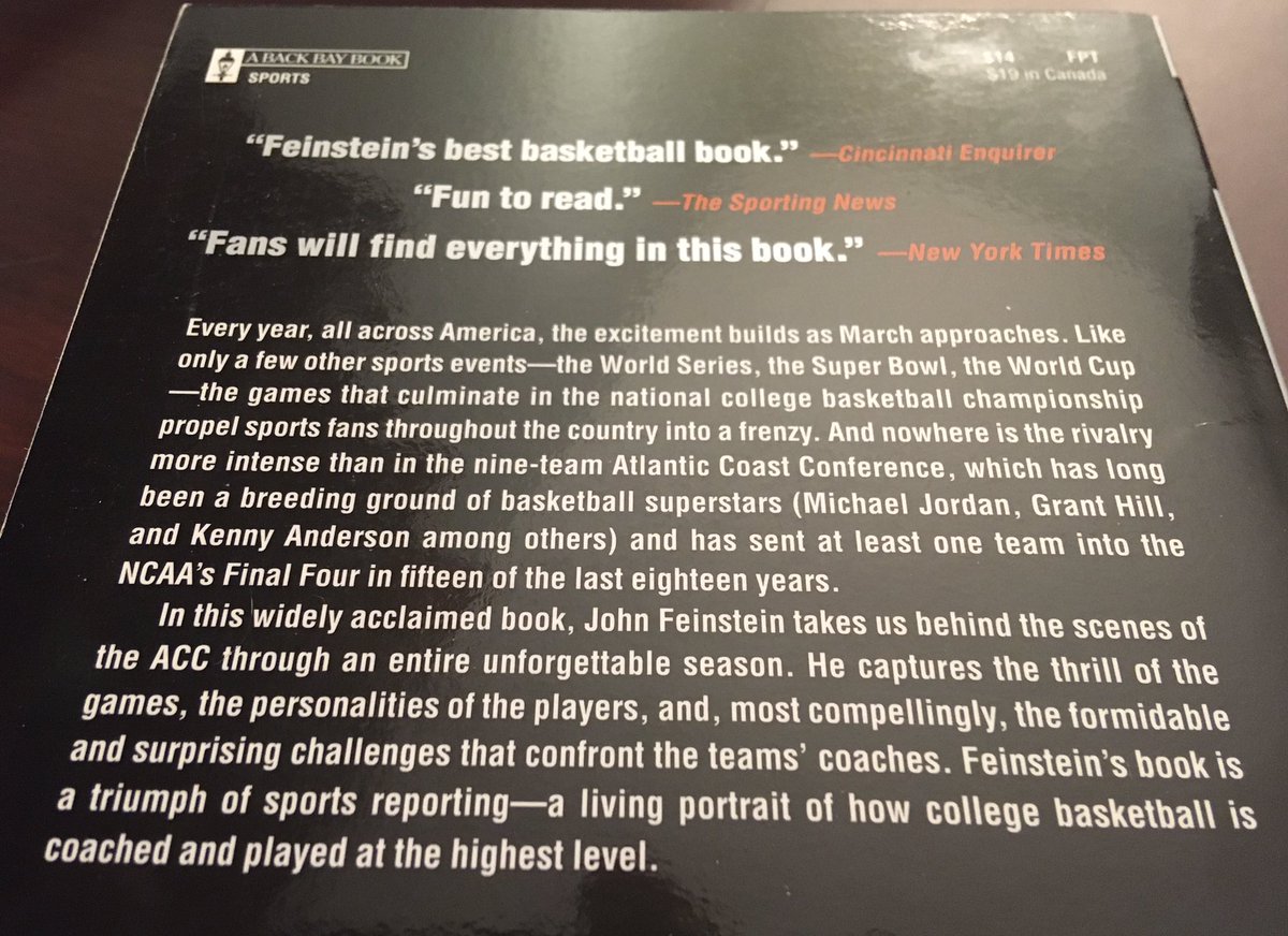 Suggestion for September 1 ... A March To Madness: The View from the Floor in the Atlantic Coast Conference (1998) by John Feinstein ( @JFeinsteinBooks).