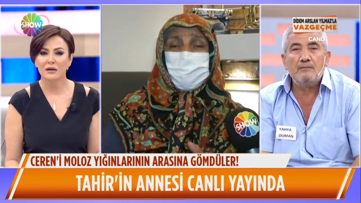 16 yaşındaki Ceren DUMAN'ın şüpheli ölümünde adı geçen Tahir'in annesi canlı bağlantıyla #DidemArslanYılmazlaVazgecme 'de!

<a href="/arslandidem/">Didem Arslan Yılmaz</a> <a href="/didemarslanla/">Didem Arslan Yılmaz’la</a> <a href="/ShowTV/">Show TV</a> 
#didemarslan #showtv #cinayet #cerenduman #cerendumanicinadalet