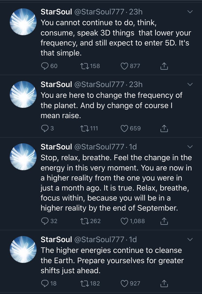There is great overlap within the StarSeed/Ascension/Q Community and White Supremacists/Holocaust Denier communities. This account has a HUGE platform. It seamlessly blends its messages of love, light, Q & Ascension with Holocaust Denial. Terrifying.