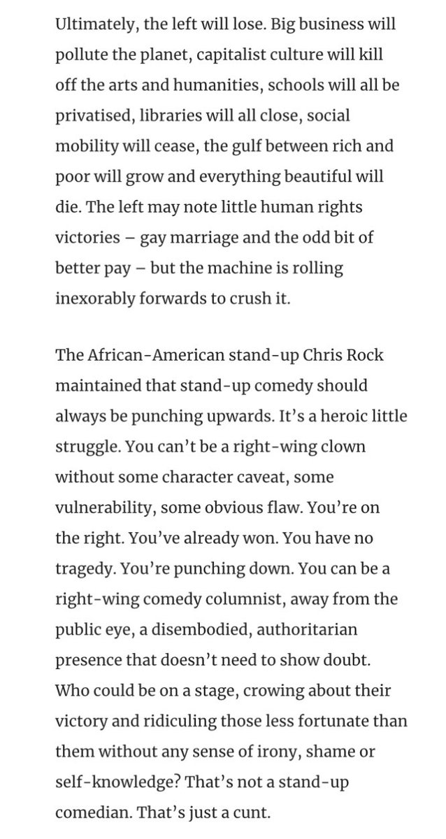 All this talk of the BBC axing left wing comedians in favour of some right wing voices reminded me of the end of this Stewart Lee piece from 2013.