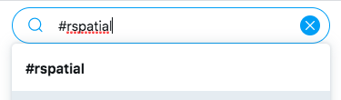 CivicAngela's tweet photo. For today's #rspatialchat: I challenge you to search #rspatial in the Twitter search box and post something in this thread of something new you learn about...go! (And, if you're asking Qs or sharing cool resources in the future, tag it #rspatial so we can find it!) #gischat #gis https://t.co/XAtTBT4lZs