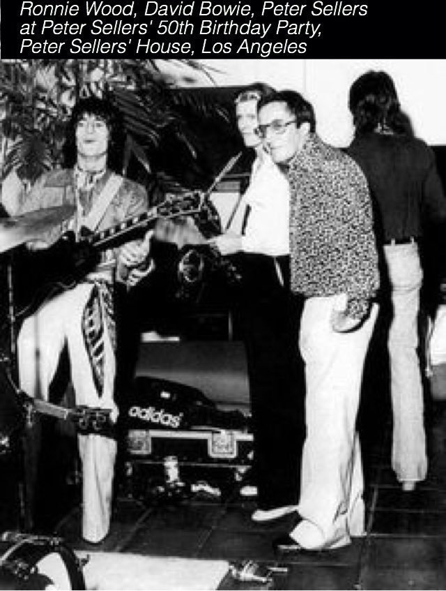 espofootball's tweet photo. #OTD Sep3,1975 #PeterSellers 50th Birthday party jam session by the #TradingFaces. Named by #DavidBowie; with @bill_wyman @ronniewood https://t.co/gXxXjZR9q0