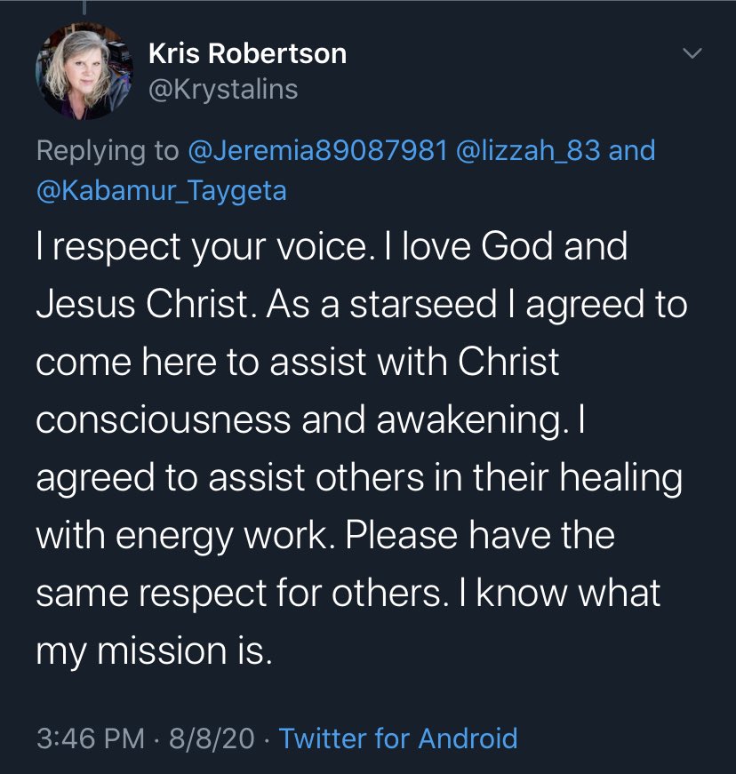One of the reasons this weird New Age-Q sect has been able to attract so many Evangelicals (they’re actually leaving their churches) is because they claim Jesus was a “StarSeed,” & this is a Holy War (fought against fellow Americans). These folks believe THEY are “Starseeds” too.