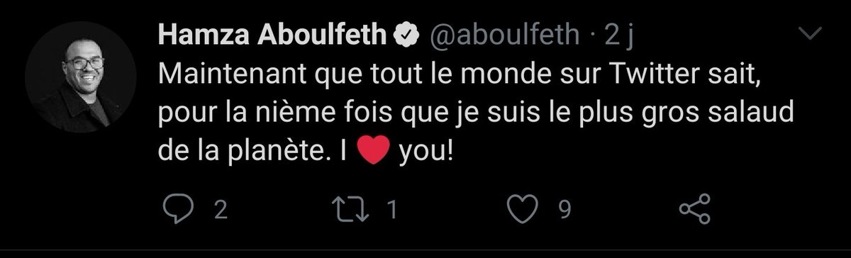 Après ma petite remarque, c'est le double discours : Passer du anawa3risme "je me nourris de votre haine" au 7garto 3lia "parti de rien, j'ai tout gagné comme la Juve"... Doumou3 ttamassi7.