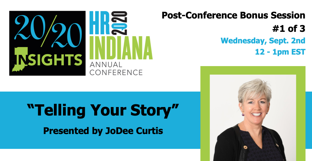 If you attended the virtual HR Indiana Conference last week, don't miss the 3 post-conference sessions! Our 1st session is tomorrow w/ <a href="/jodeecurtis/">JoDee Curtis</a> at Noon EST. 

Registered attendees may find the link in your email or Whova conf. app in "Organizer Announcements." #HRIndiana