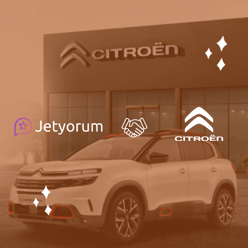 jetyorum's tweet photo. İşbirliğimiz ile Türkiye'deki tüm Citroën bayileri müşteri deneyimini aktif olarak ölçerken, online itibarlarını geliştiriyor. Dijital görünümlerini güçlendiriyor. Citroën bayileri müşteri yorumlarını en güçlü rekabet alanlarında biri haline getirmek için artık hazır🤙 #dijital https://t.co/7f4HthVXgr