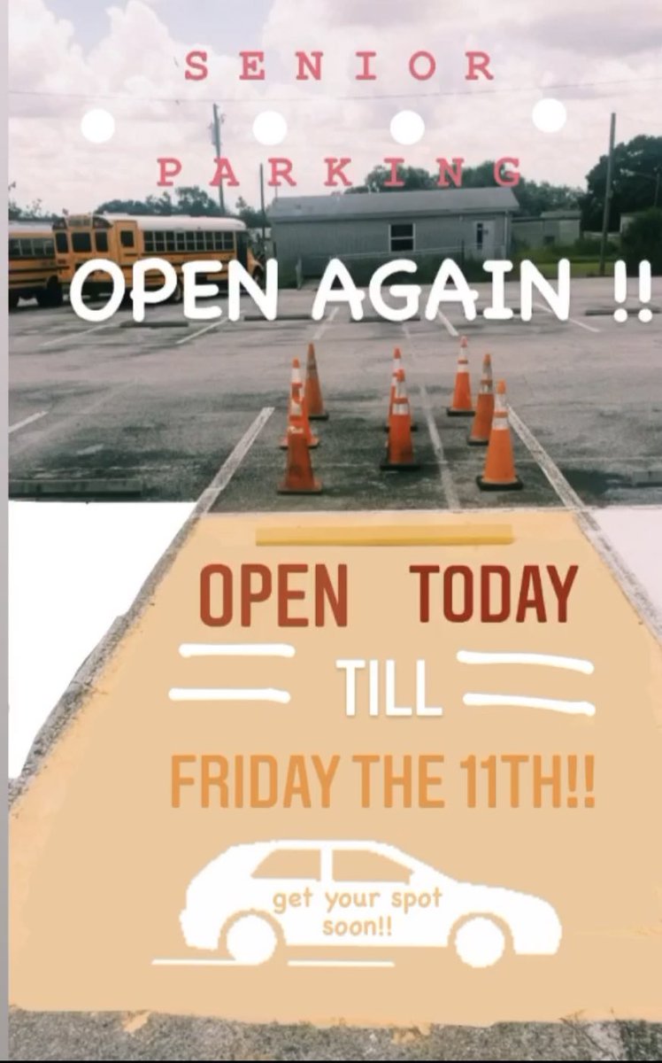 SENIOR PARKING SPOT AUCTION IS BACK IN BUISNESS!!🥳 Be sure to purchase your senior parking spot before auction closes!! Don’t want to miss out on those good parking spots! **Link in bio**