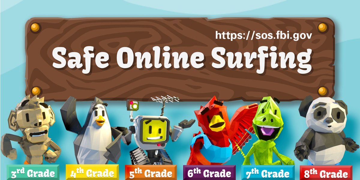 NOW OPEN! Starting today, parents and teachers can register students in grades three through eight for the 2020-21 #FBI Safe Online Surfing Internet Challenge — a free, fun, and educational program that teaches #cybersafety. Learn more at fbi.gov/sos.